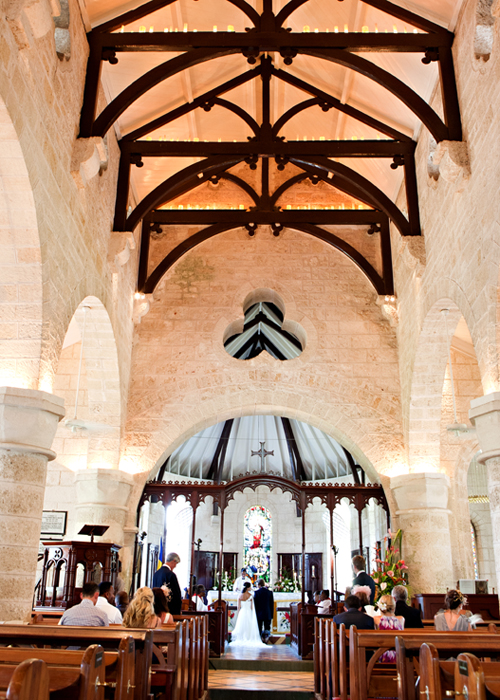 Wedding ceremony inside a historic Barbados church